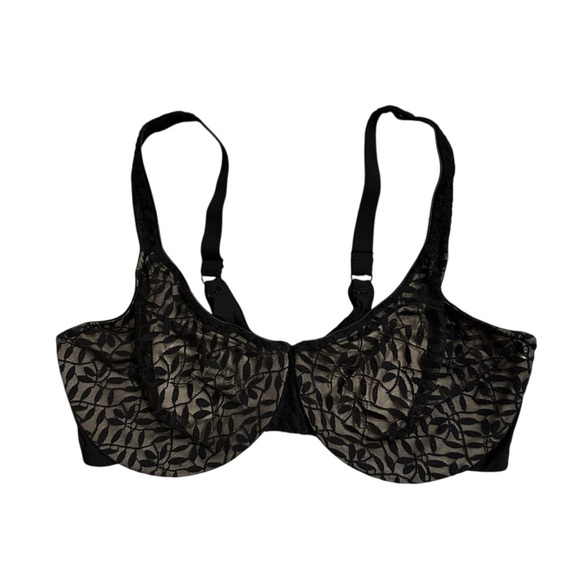 Olga Sheer Leaves Minimizer Bra, Black, 35519, Size 44D - Picture 8 of 8